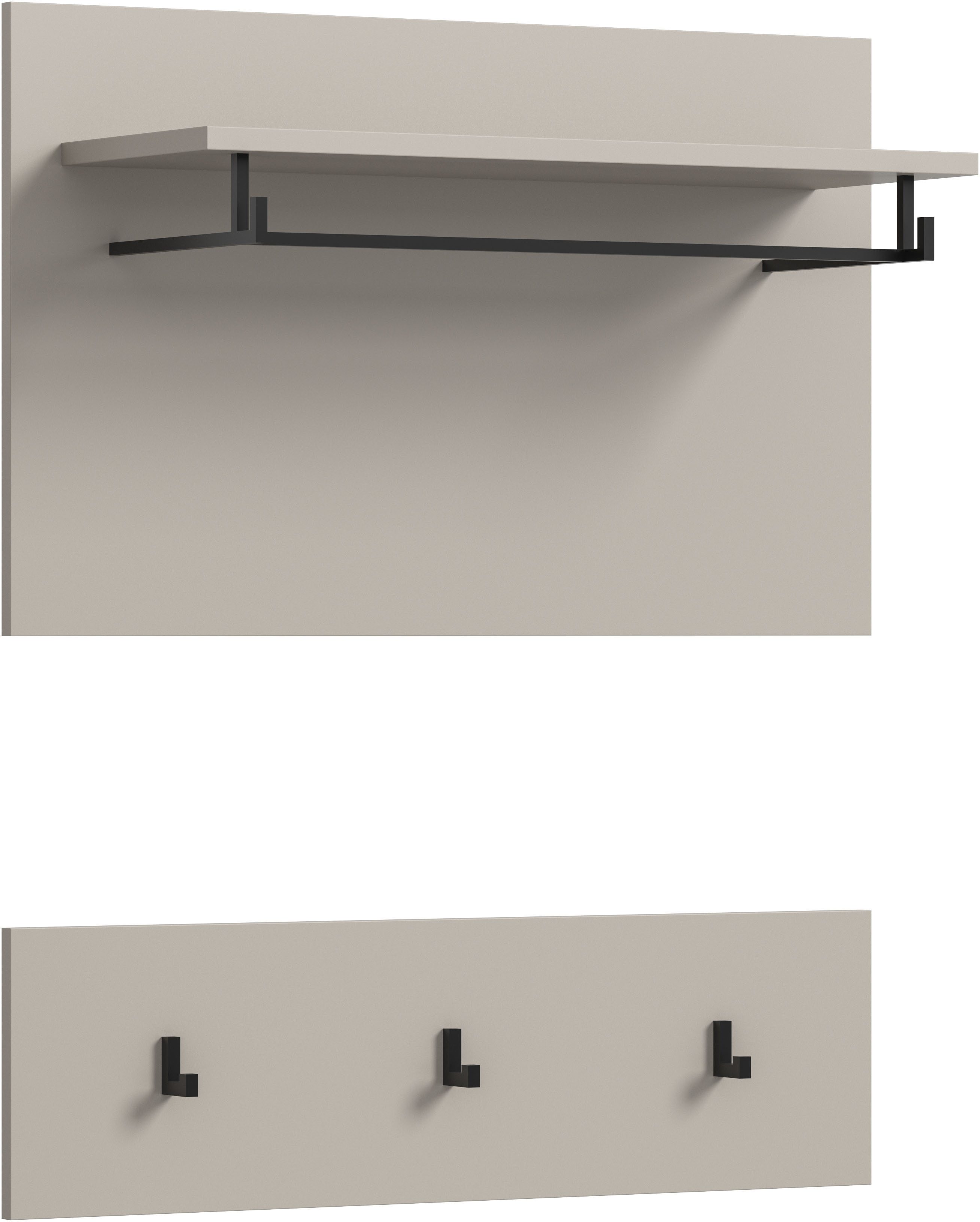 Home affaire Garderobenpaneel REHAT, TOPSELLER!, 2-teilig, bestehend aus: Paneel & Hakenleiste (1 St., in verschiedenen Farben erhältlich), Paneel, Hakenleiste, Wandboard, Garderobe, Garderobenleiste