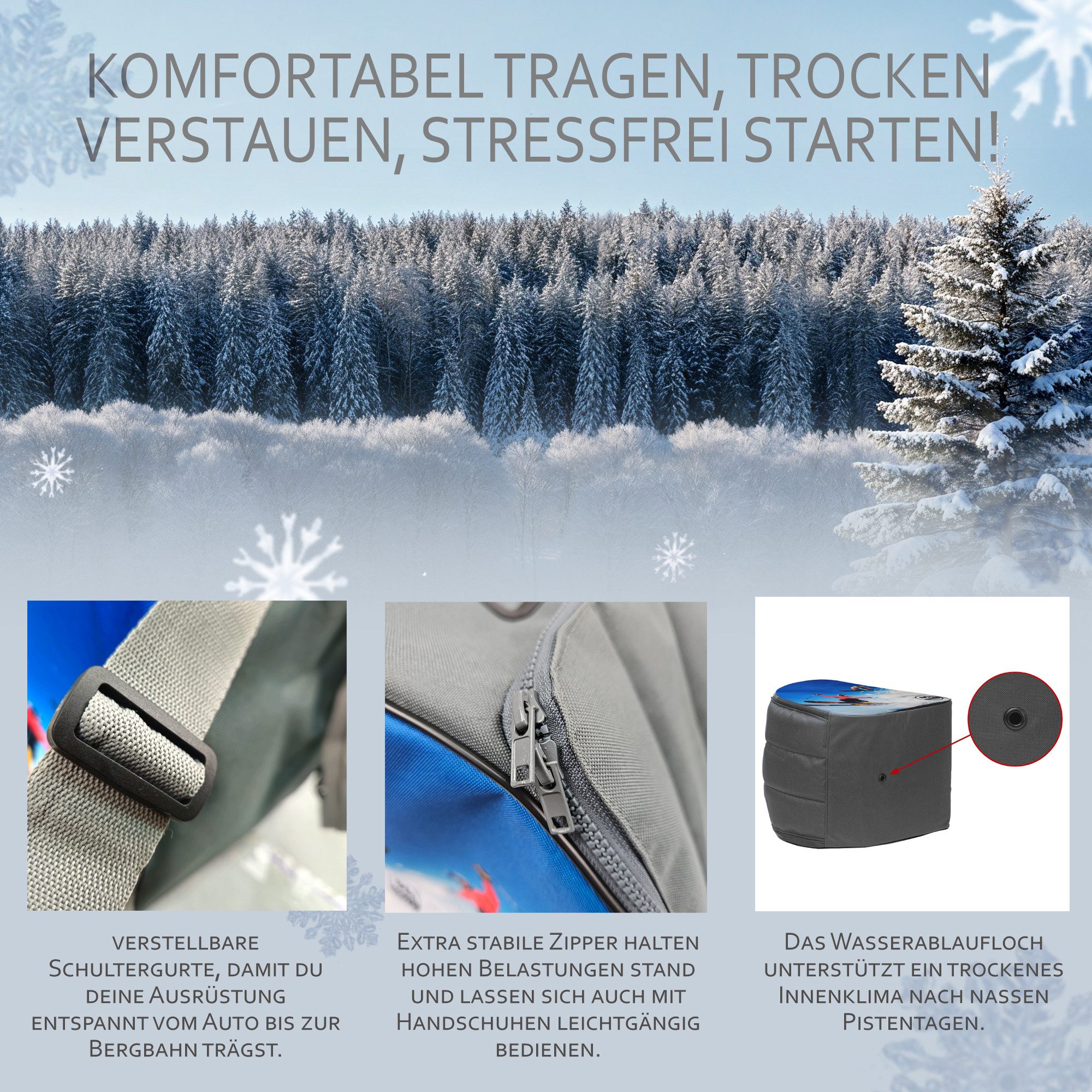 BambiniWelt by Rafael K. Skitasche Kinder Skischuhtasche Skistiefeltasche integrierte Standfläche, wasserdicht