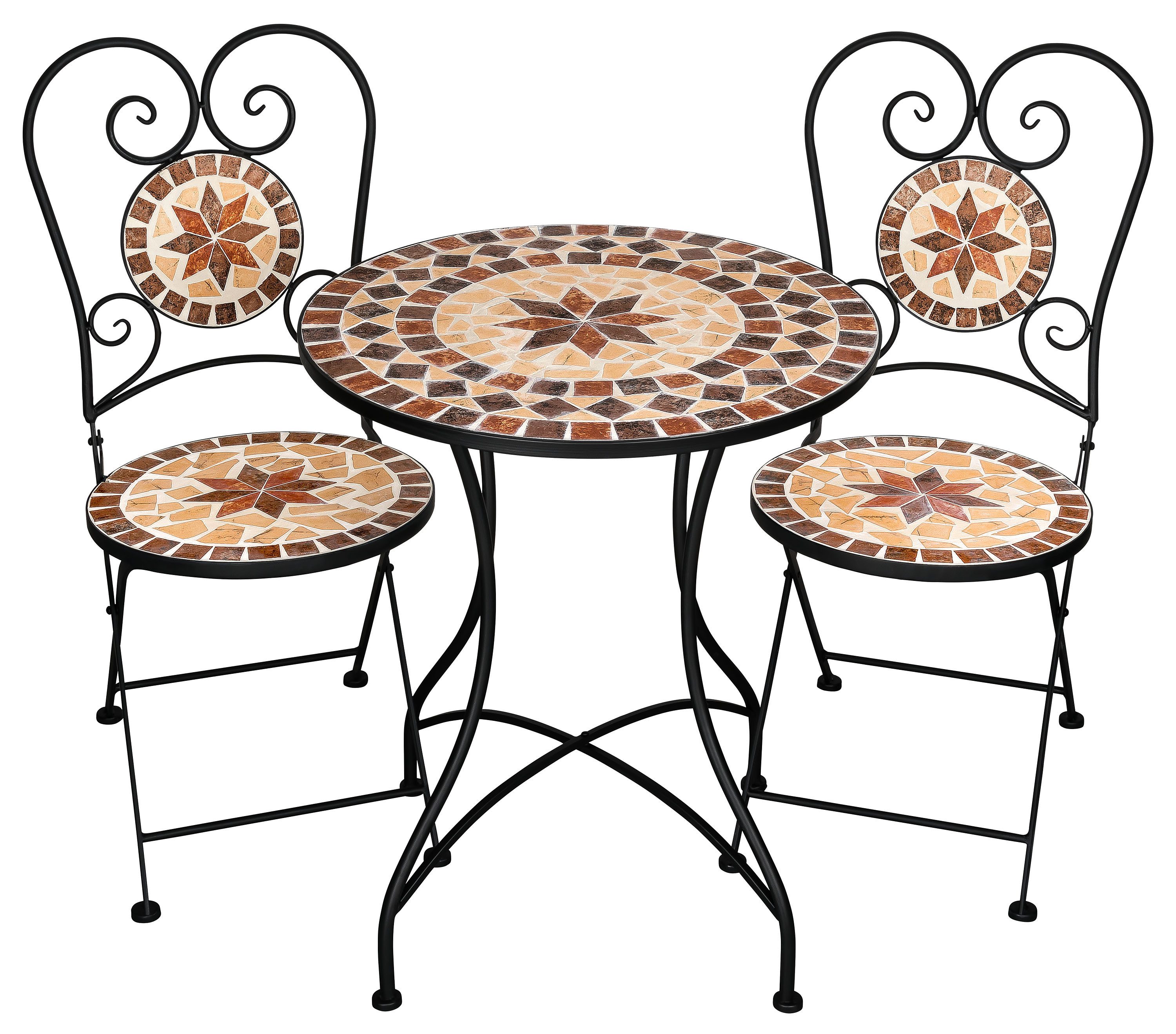 Kamelio Balkonset Mosaik Gartenset 2 Stühle 1 Tisch Mosaiktisch mit Stühlen Garten – Bild 2 von 5