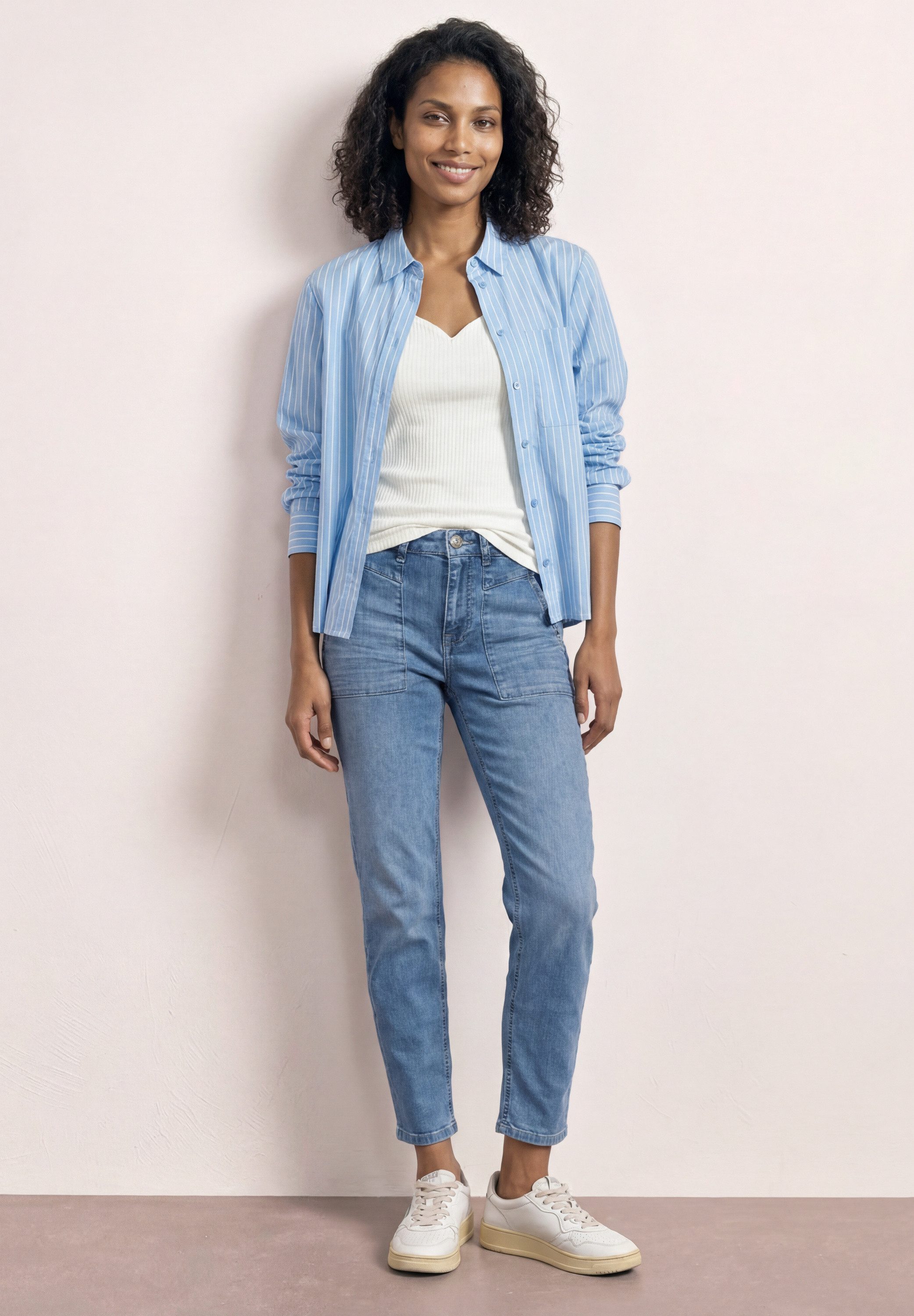 STREET ONE Ripptanktop Style Gania Sommer-Top mit Herzausschnitt