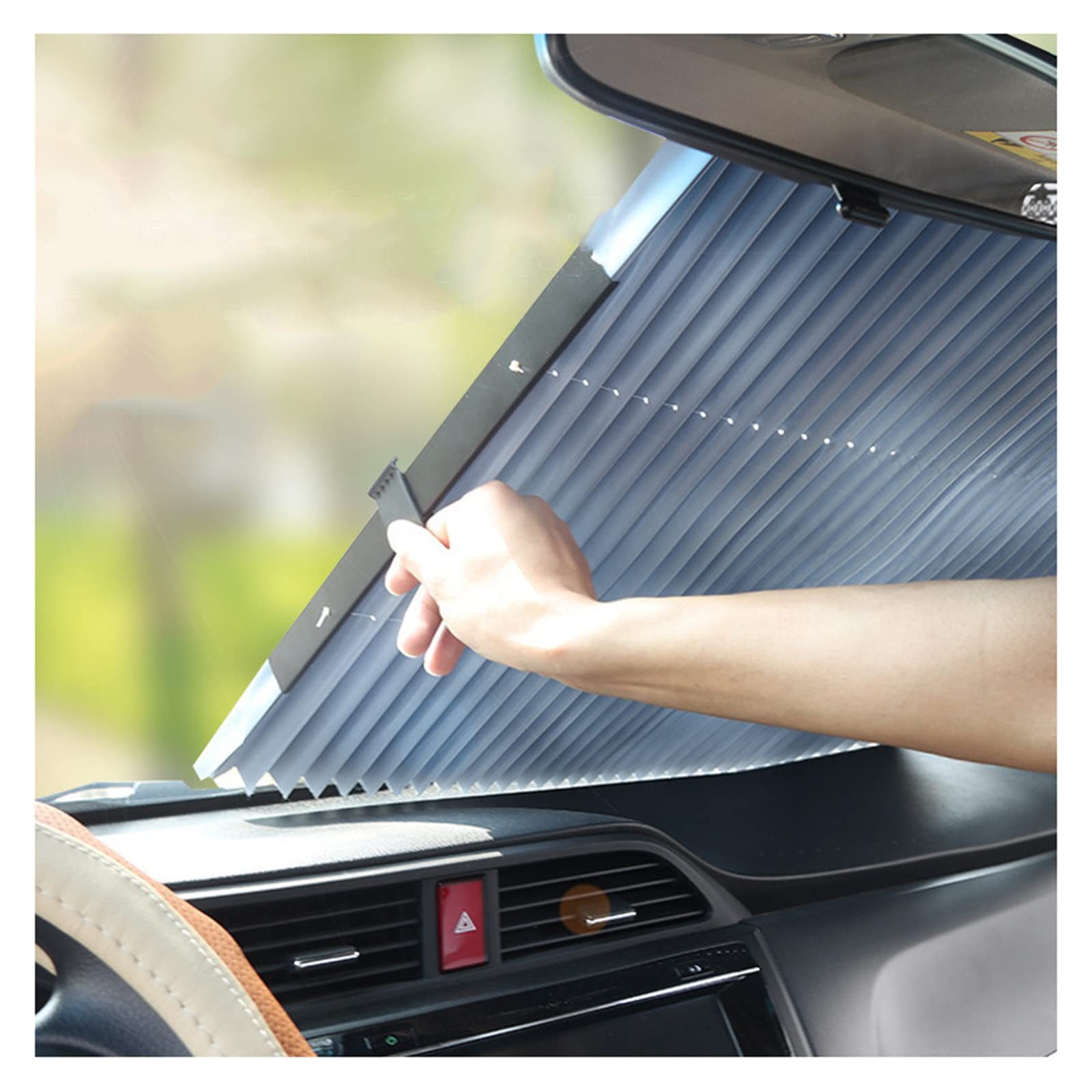 FOUORTUNATE-BEE Autosonnenschutz Auto Sonnenschutz Rollo ausziehbar, Saugnapf Montage 46×120 cm, Fenster Sonnenschutz zum Ziehen für Auto & Zuhause, ohne Bohren