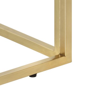 vidaXL Beistelltisch Konsolentisch Golden Edelstahl und Massive Holzschwellen (1-St)