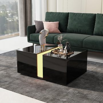 MODFU Couchtisch Moderner Hochglanz Couchtisch, Sofatisch Beistelltisch Teetisch rechteckig mit LED