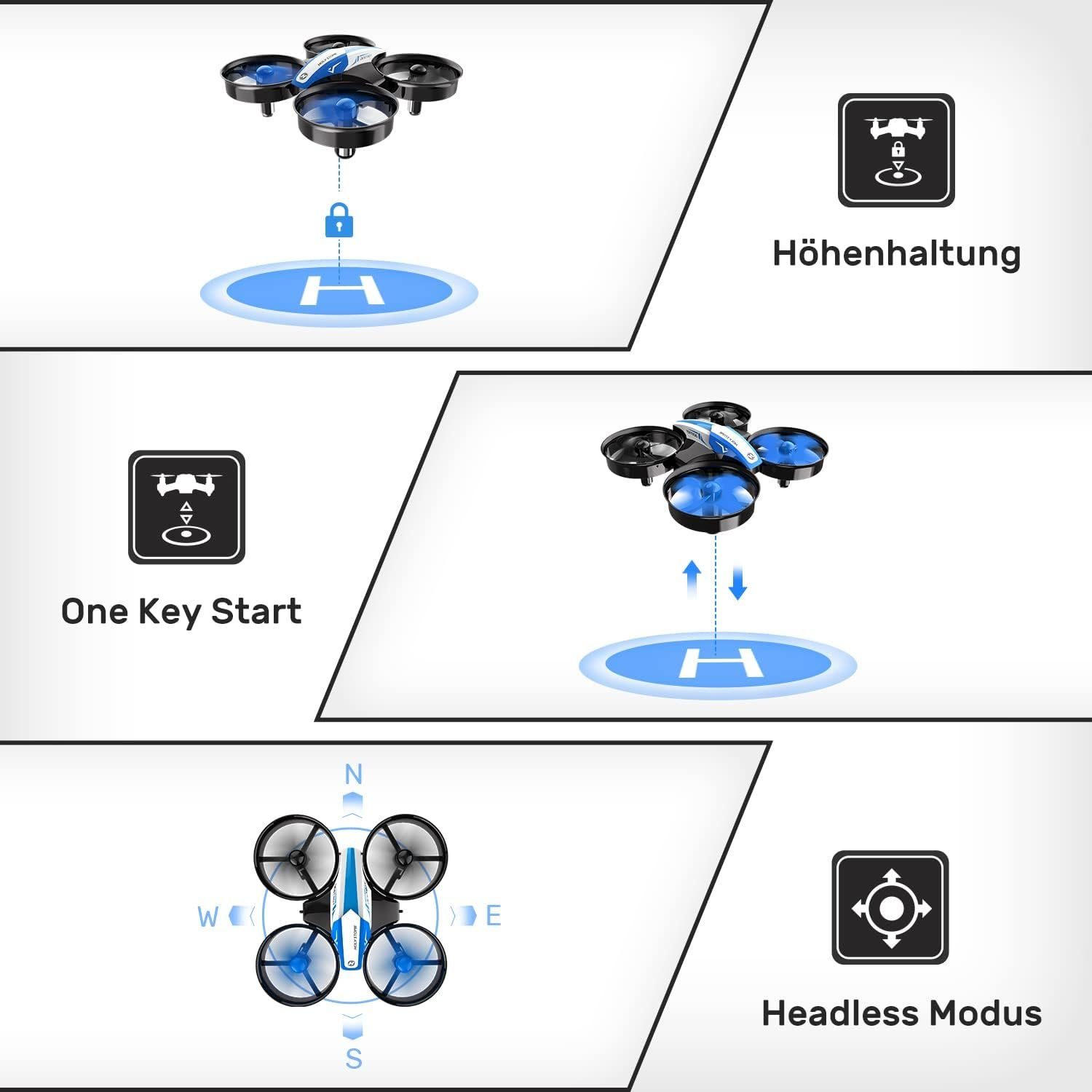 für Drohne Modus) Flugzeit,Automatische Kinder,RC STONE Mini HS210 Drohne Mini Quadrocopter Höhenhaltung,360°Rollen,Kopfloss (Lange HOLY