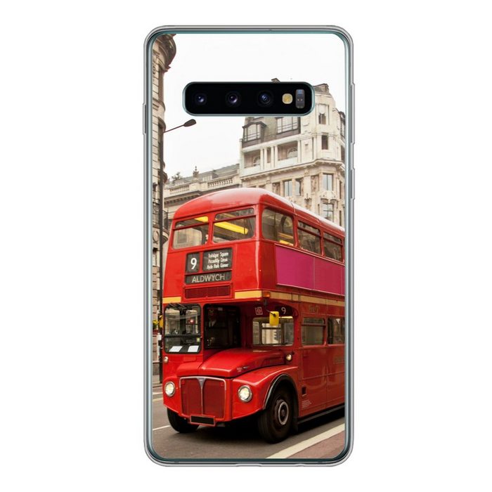MuchoWow Handyhülle Ein roter Doppeldeckerbus in London Phone Case Handyhülle Samsung Galaxy S10 Silikon Schutzhülle