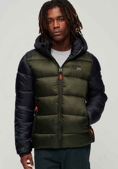 Superdry Steppjacke HOOD COLOUR BLOCK SPORT PUFFER