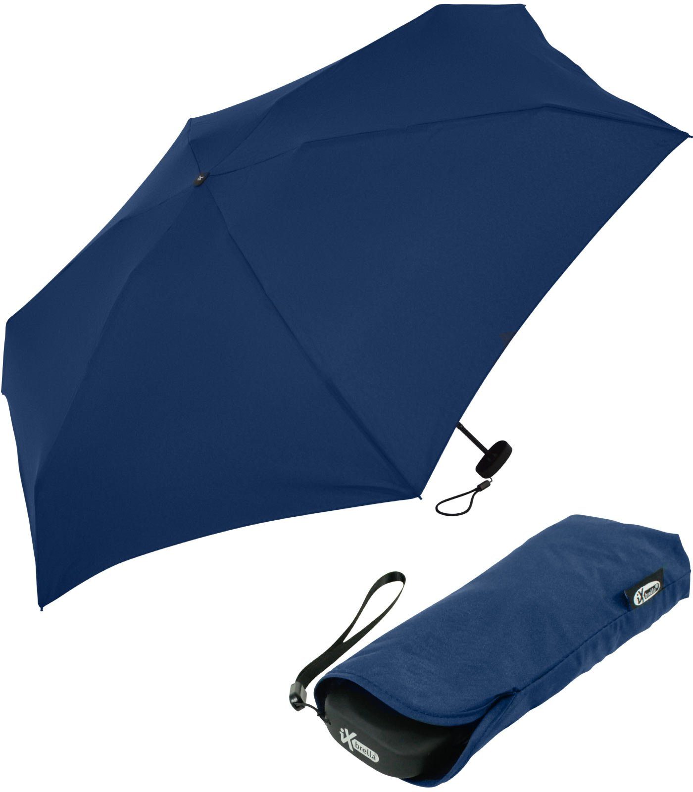 iX-brella Taschenregenschirm Super Mini 18 cm kleiner Schirm mit 94cm großem, super-mini dunkelblau