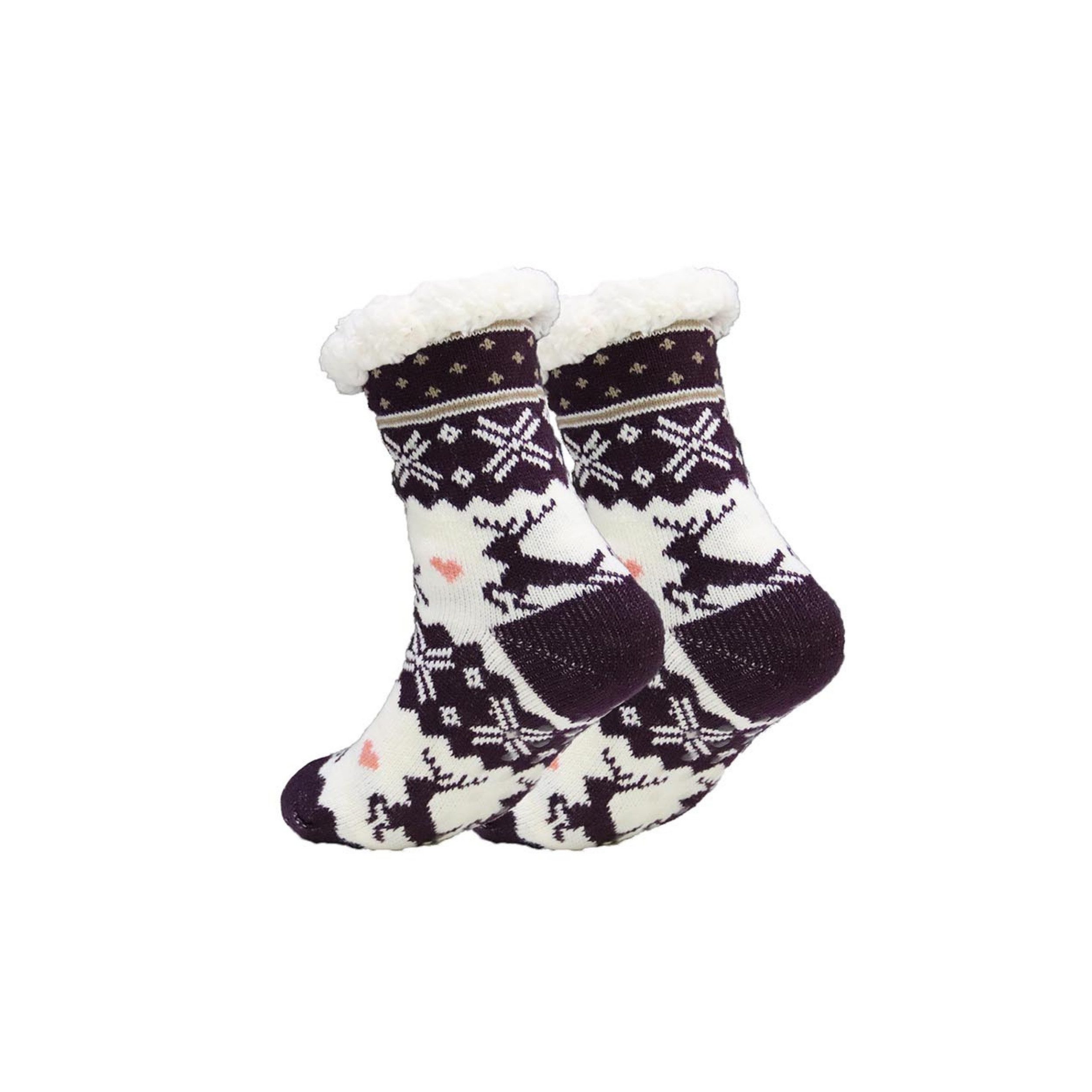 M-Diamant Kuschelsocken Kuschelige Wintersocken mit Rentiermotiv Flauschig warm und rutschfest (1 Paar) Rutschfeste ABS-Noppen Weiches Innenfutter Warm gefüttert