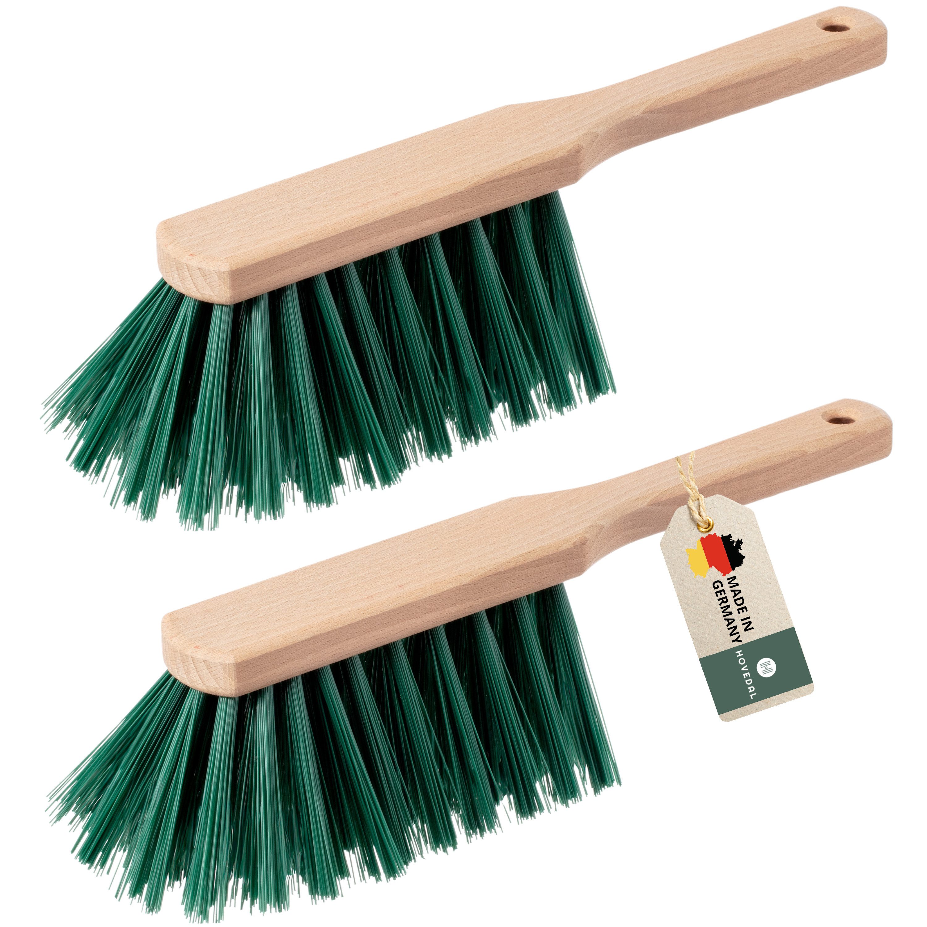 Hovedal Kehrgarnitur 2er Set Handfeger für Draußen, Gartenhandfeger, Handfeger für Garten, Handbesen aus Holz mit Borsten aus Kunststoff