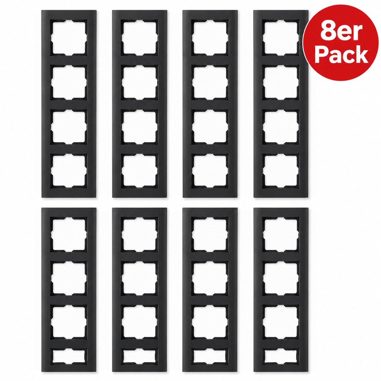 Kopp Abdeckrahmen 8X Unterputz Rahmen ATHENIS 4-fach Mehrfachrahmen Schalter Steckdose, Schalterrahmen Steckdosenrahmen Lichtschalter Rahmen Wandrahmen