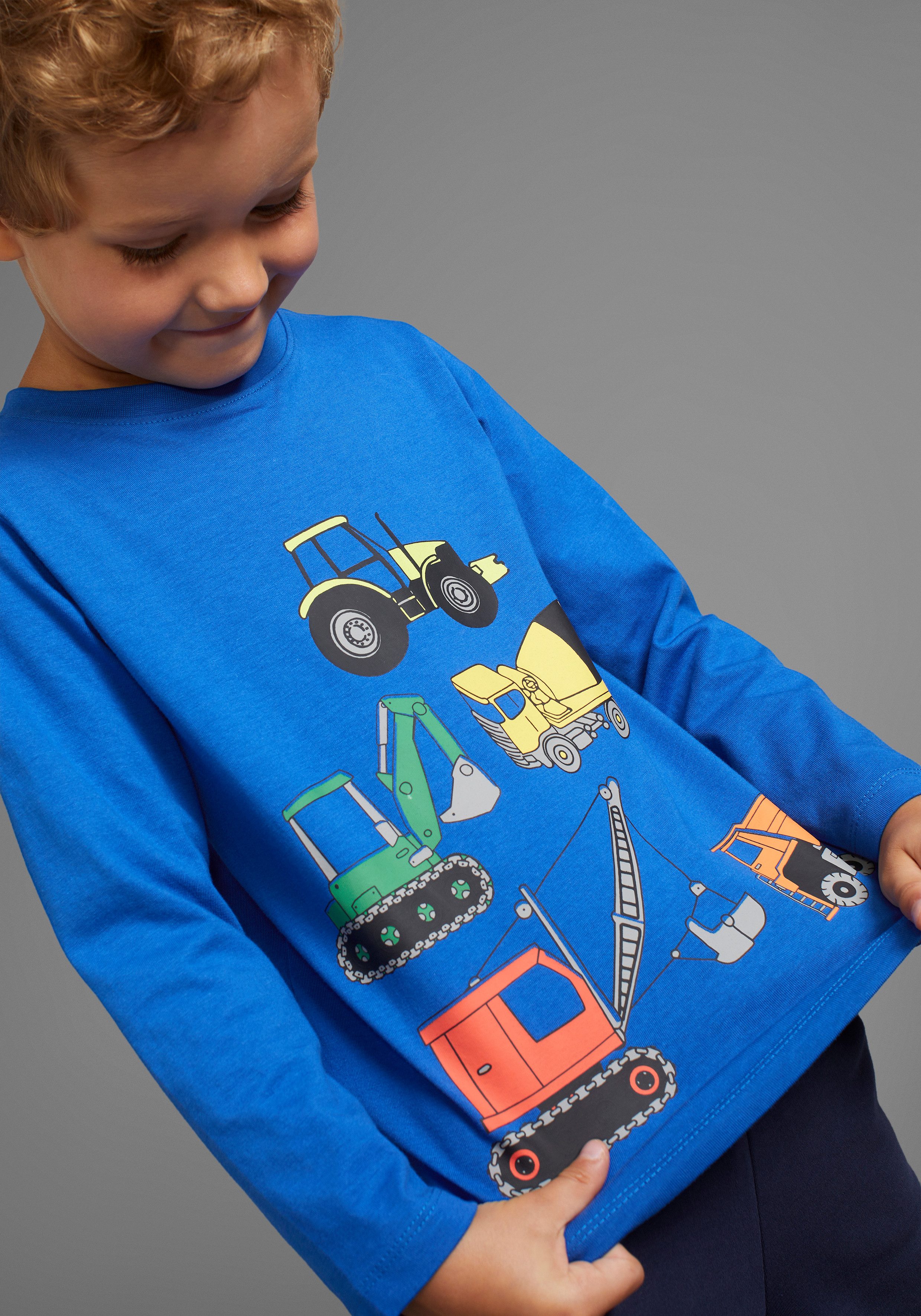 KIDSWORLD Langarmshirt Bagger, Baufahrzeuge für kleine Jungs