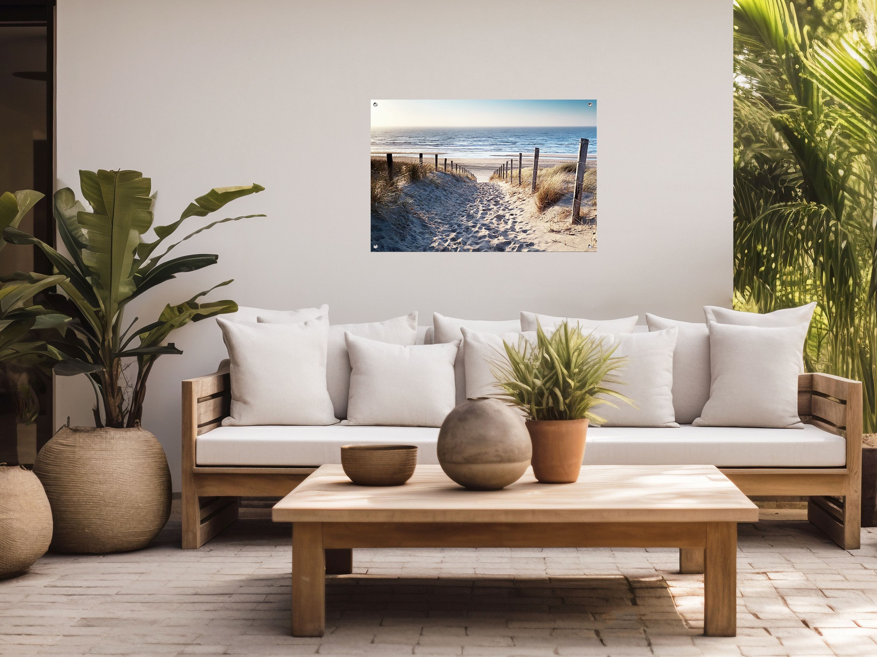 artissimo Poster Garten-Poster 90x60cm Gartendeko Balkon-Deko Outdoor-Deko Meer Dünen, Outdoor-Poster: Weg zum Strand
