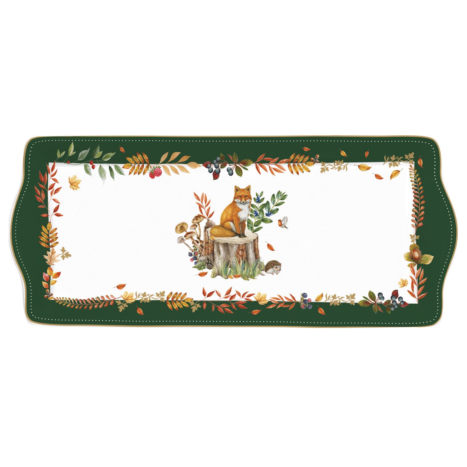 EasyLife Servierplatte Forest Dream, Porzellan, Spülmaschinengeeignet, Mehrfarbig, Fuchs, H: 2.5cm
