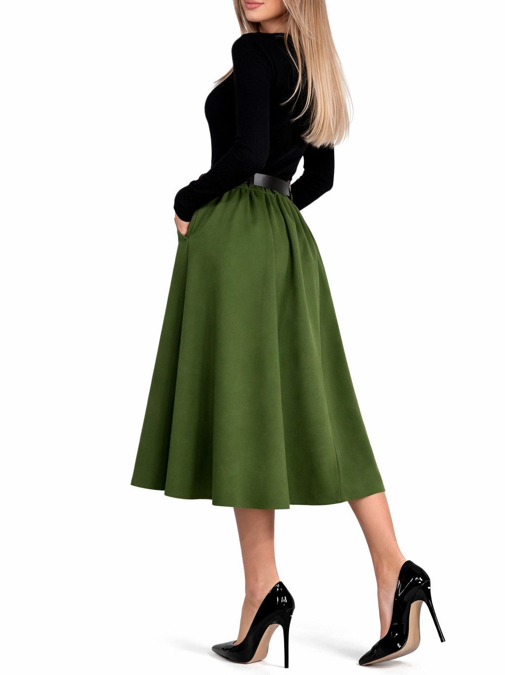 Mississhop A-Linien-Rock A-Linien-Rock Eleganter Faltenrock mit Gürtel – mittellang Gr. 38-40