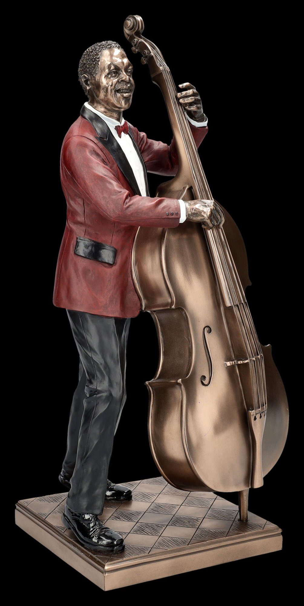 Figuren Shop GmbH Dekofigur The Jazz Band Figur - Kontrabass Spieler rot - Veronese - Dekofigur