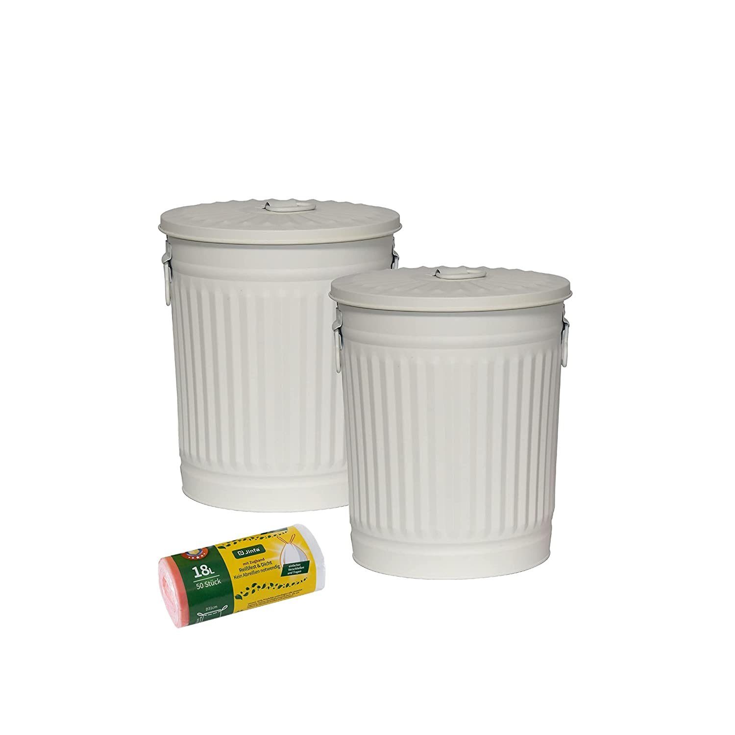 Jinfa Mülleimer Jinfa Mülleimer Vintage mit Deckel Abfalltonne + Müllbeutel