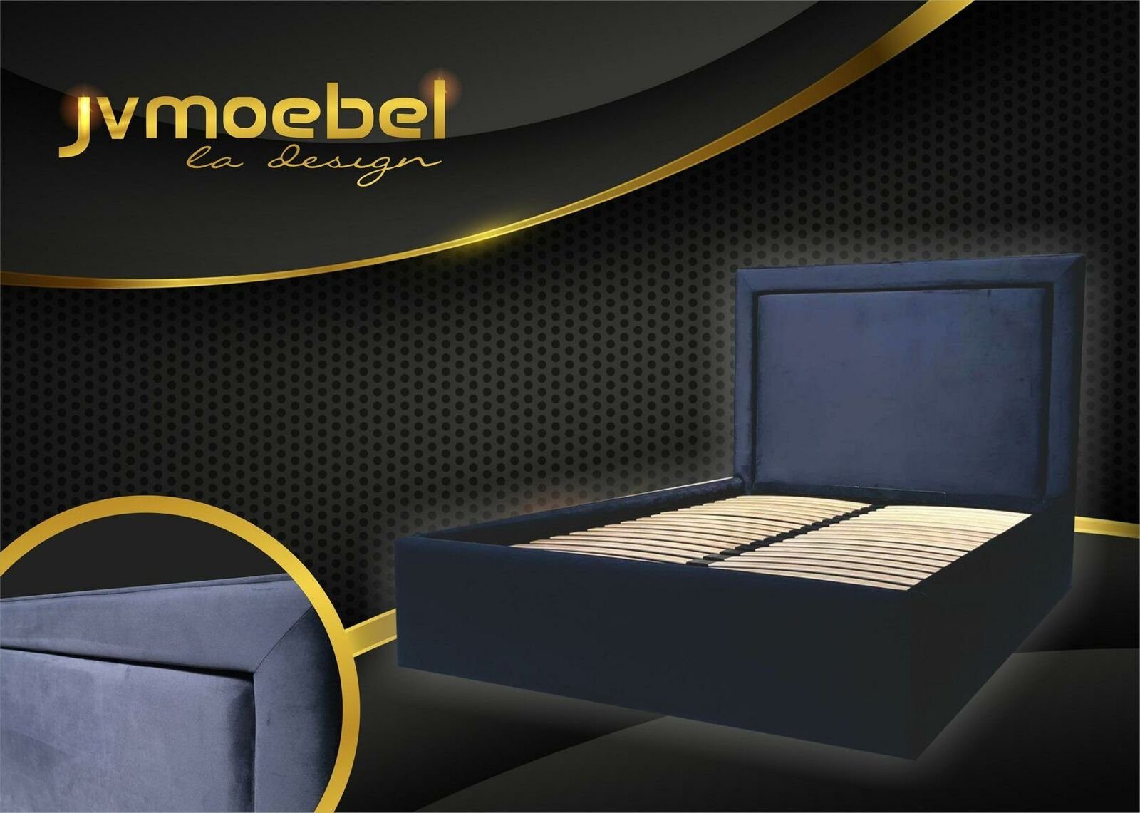 Luxus Neu Betten Möbel Bett JVmoebel Edles Schlafzimmer Bett, Designer Blau Doppel