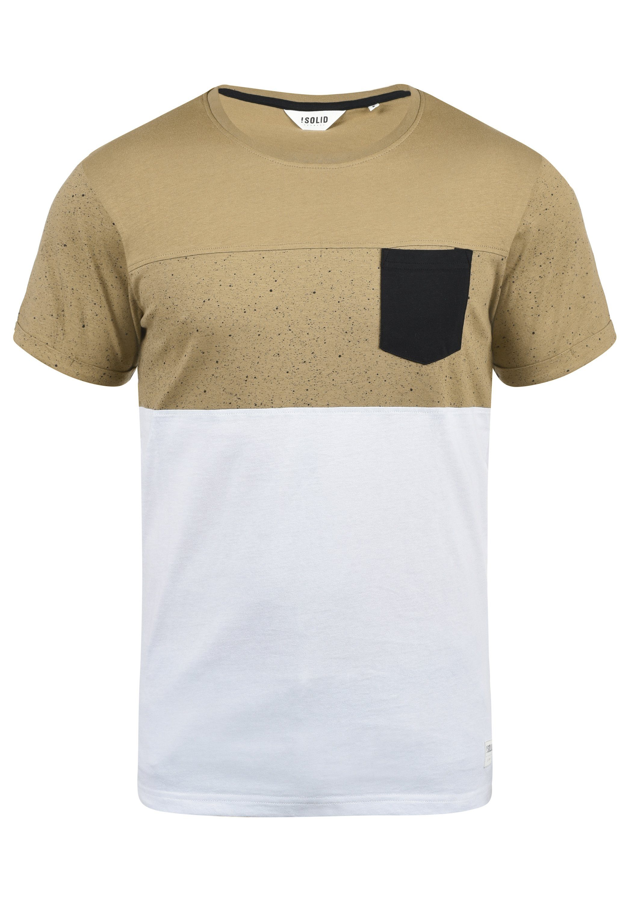 !Solid Rundhalsshirt SDKold Kurzarmshirt mit Brusttasche Sand (4073)