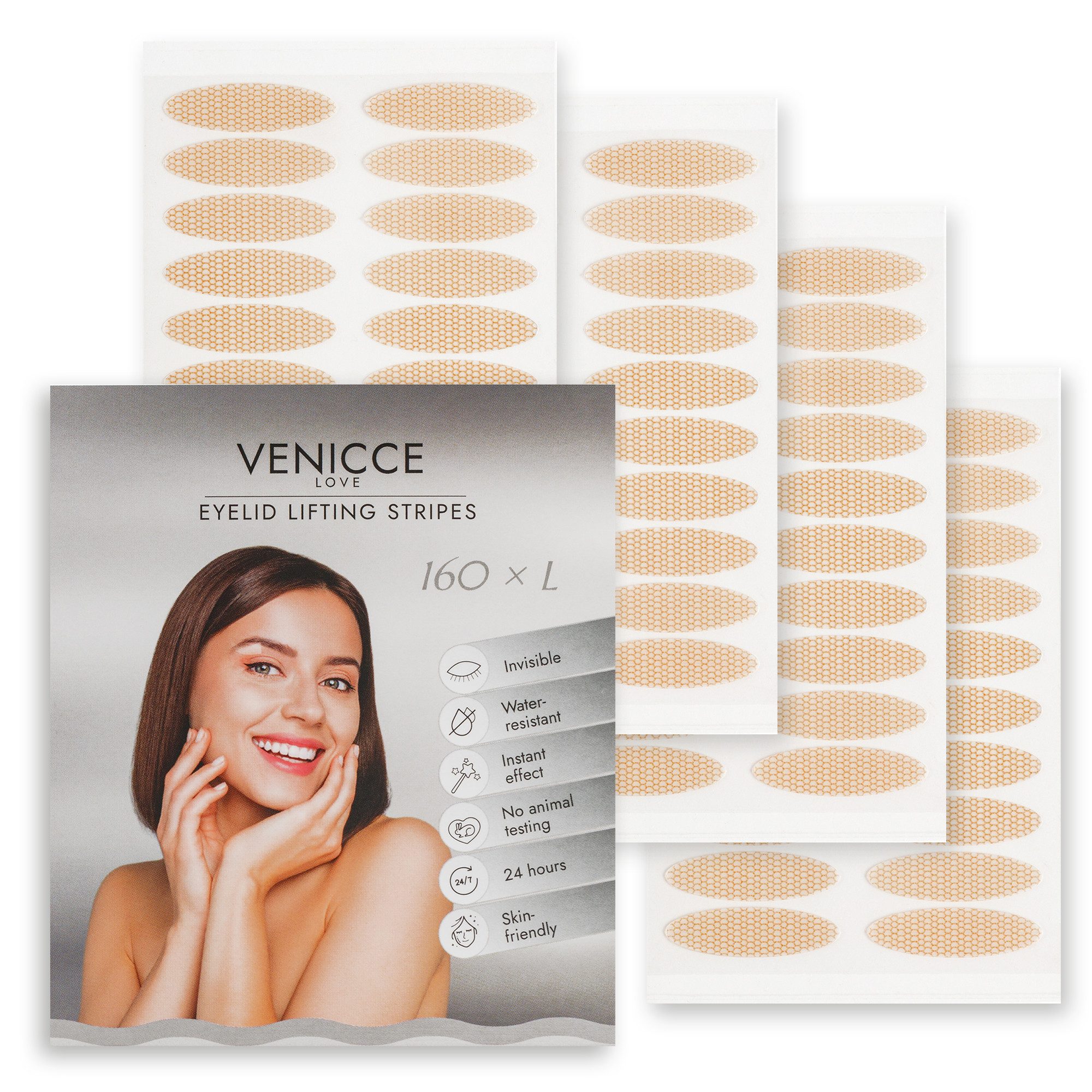 Venicce Love Augenlid-Tape Schlupflider Stripes, Augenlid Stripes, Augenlidstraffung ohne OP, Anti-Aging, gegen Schlupflider