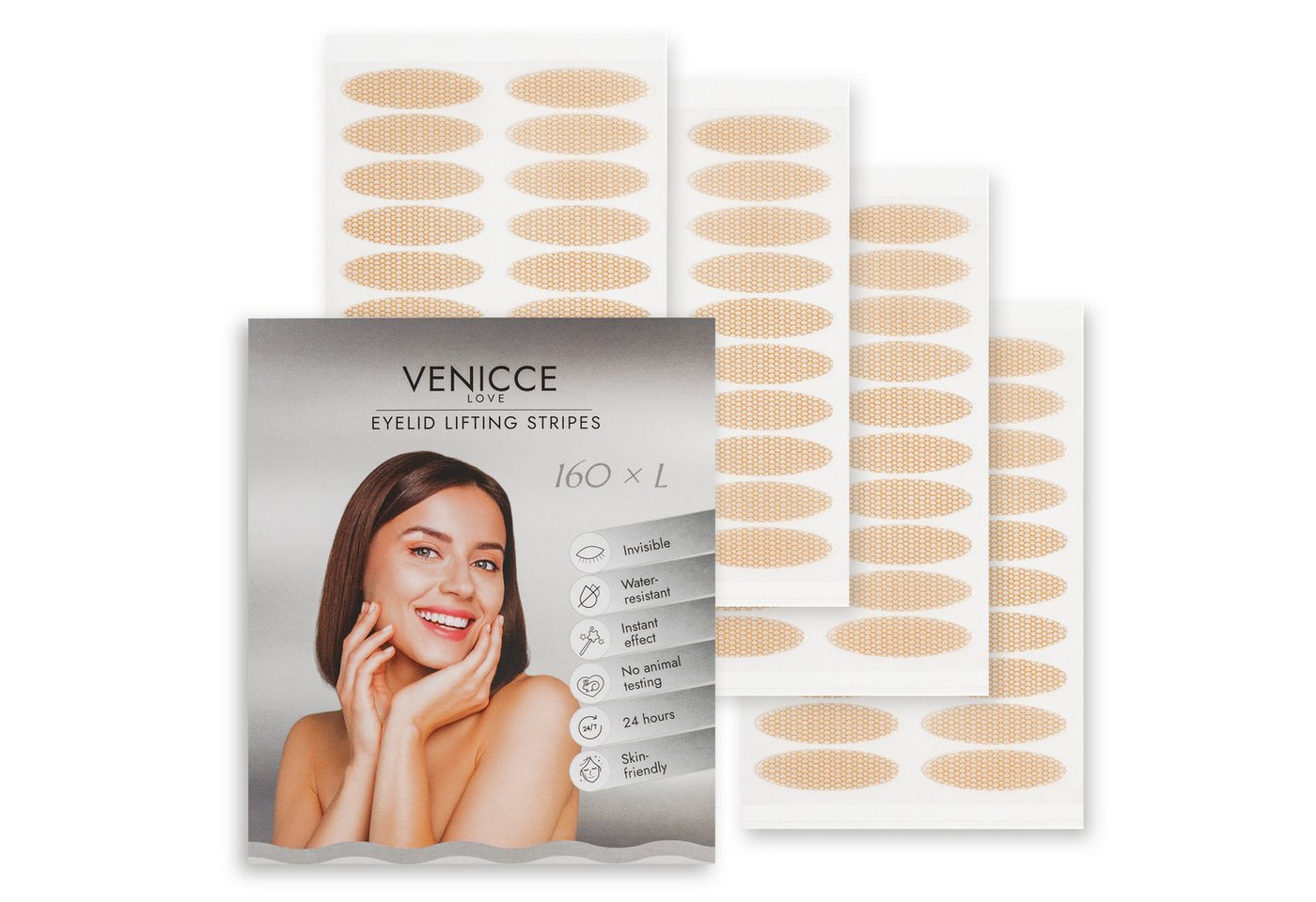 Venicce Love Augenlid-Tape Schlupflider Stripes, Augenlid Stripes, Augenlidstraffung ohne OP Anti-Aging, gegen Schlupflider