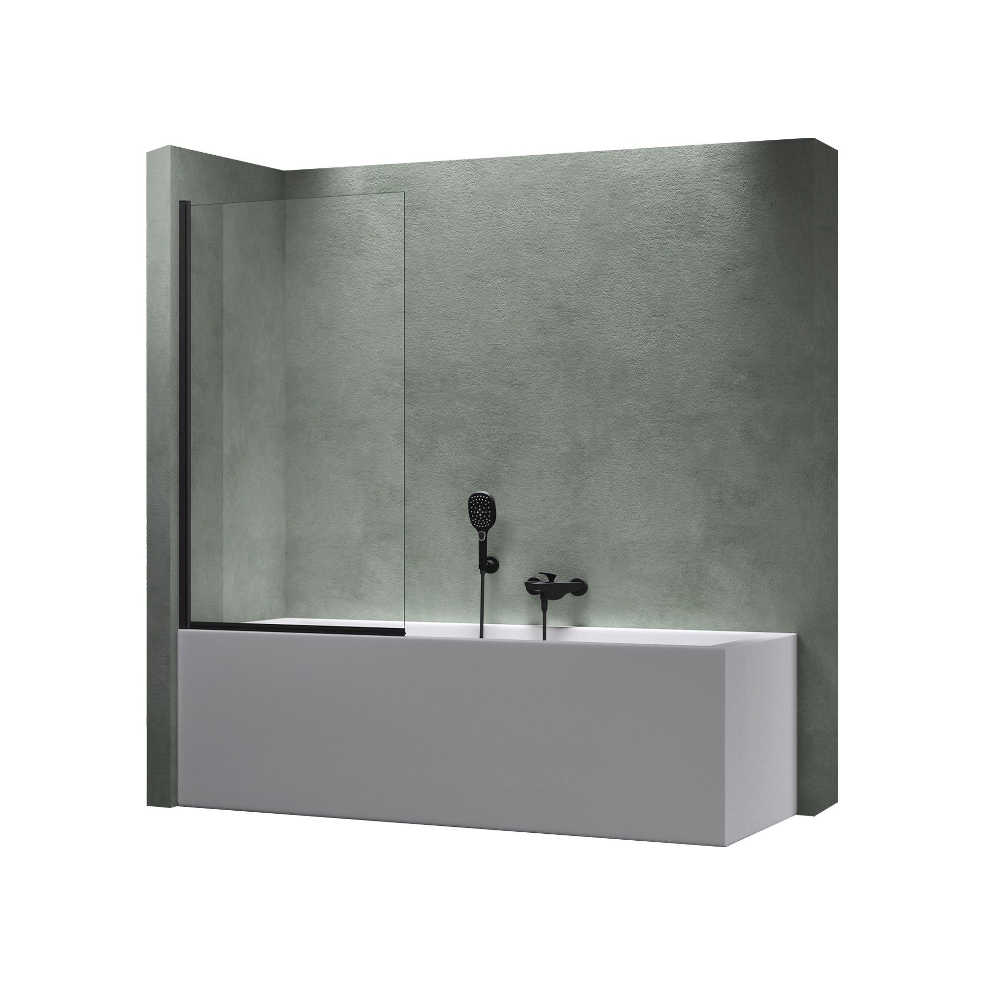 Mai & Mai Badewannenaufsatz Duschwand für Badewanne Badewannenfaltwand ESG GLAS NANO C201