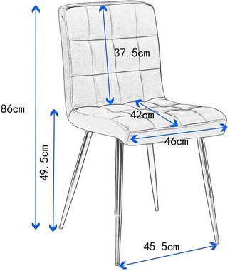 EUGAD Esszimmerstuhl (2 St), Rückenlehne, Metallbeine, Sitzfläche aus Leinen