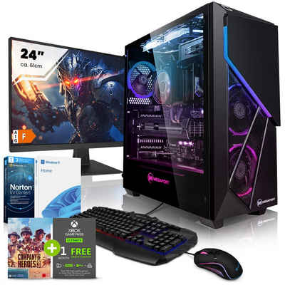 Megaport Gaming-PC-Komplettsystem (24", AMD Ryzen 7 5700X 8x3,40 GHz, GeForce RTX 3060, 16 GB RAM, 1000 GB SSD, Windows 11, WLAN)