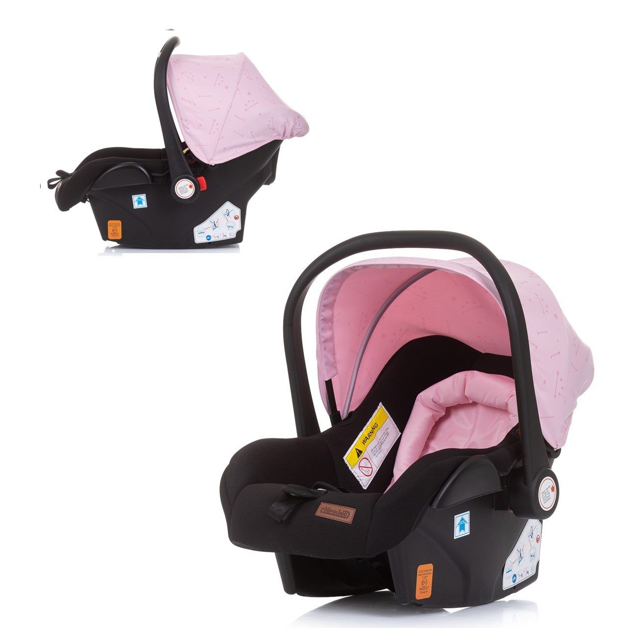 Chipolino Babyschale Babyschale Camea Gruppe 0+, bis: 13 kg, (0 - 13 kg) Schaukelbasis Gurt verstellbar pink | Kindersitze 0-18 kg
