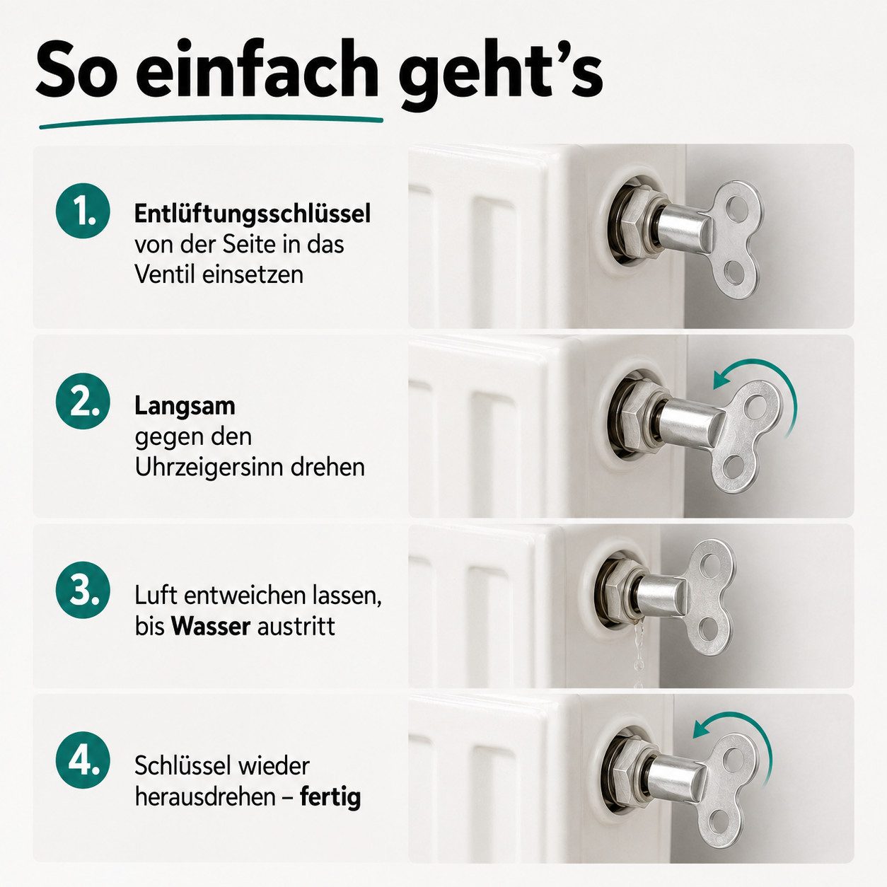 Baumarktic Innensechskantschlüssel 4x Heizkörper-Entlüftungsschlüssel: Universell einsetzbar & robust (4 St., 4er Set)