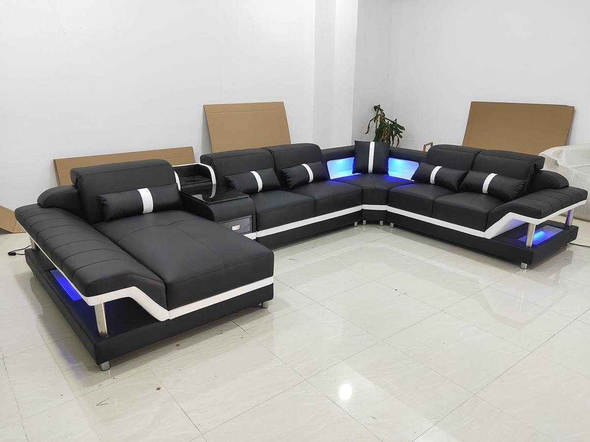 JVmoebel Wohnzimmer-Set, Moderne Design Wohnlandschaft Ecksofa Sofa Couch Polster rtv Schwarz/Weiß