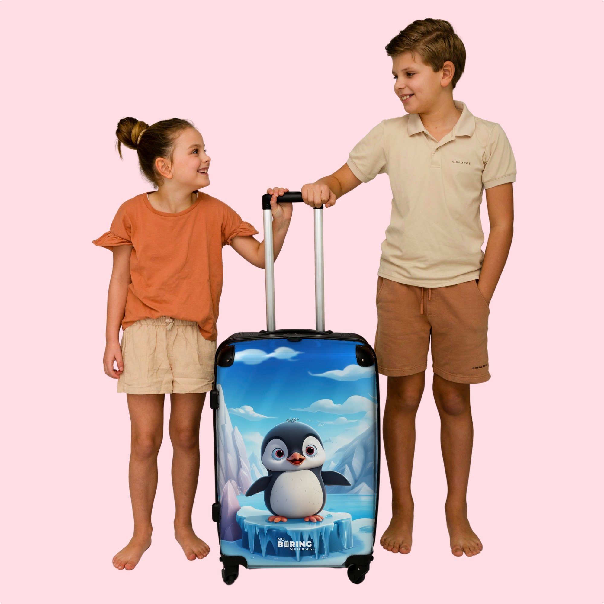 Koffer NoBoringSuitcases.com© 4 4 - Rollen Pinguin Polartiere mit Große Rollkoffer Trolley - Reisekoffer Mädchen - - 67x43x25cm Rollen, Kinder, Aufgabegepäck