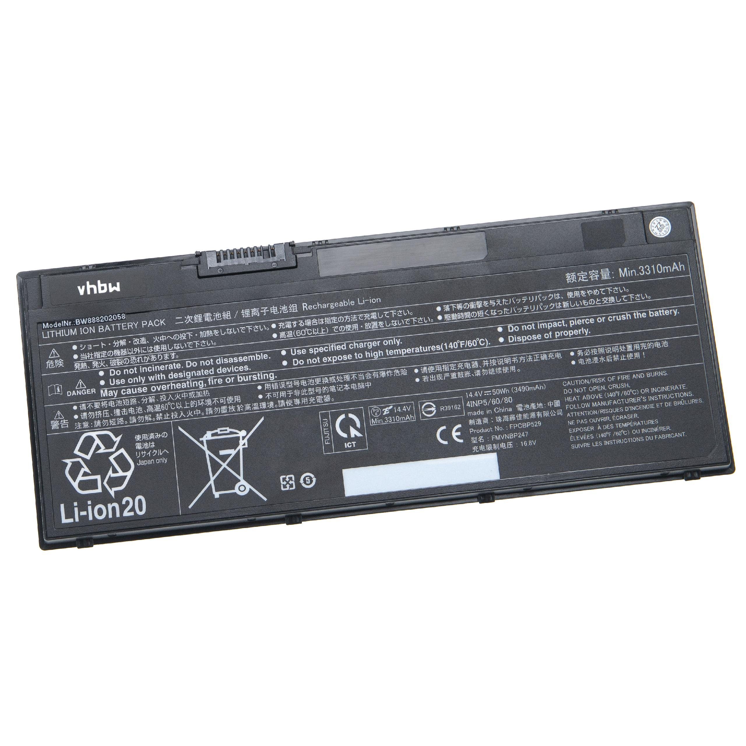 vhbw passend für Fujitsu LifeBook E559, T939, U7410, E558 E5580MP580DE,  Laptop-Akku 3490 mAh