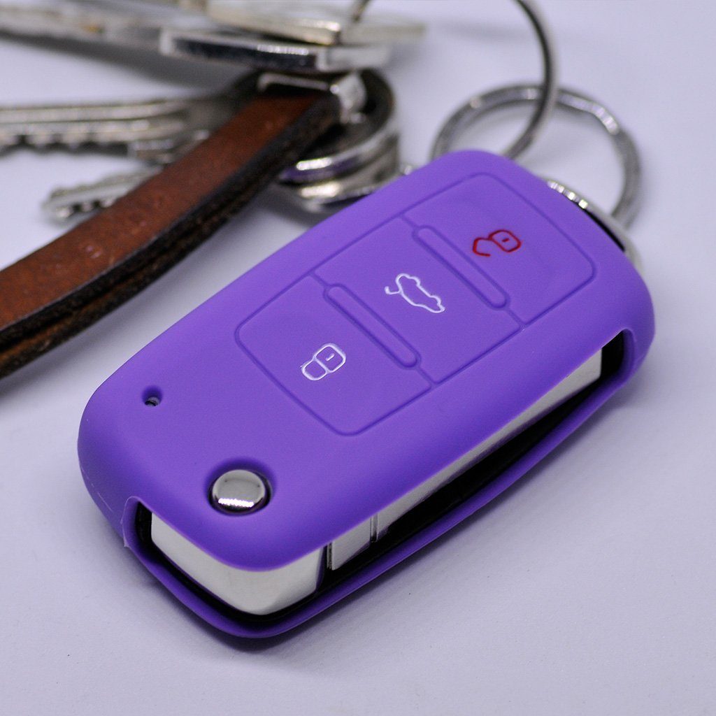 mt-key Schlüsseltasche Autoschlüssel Softcase Silikon Schutzhülle Lila, VW günstig online kaufen