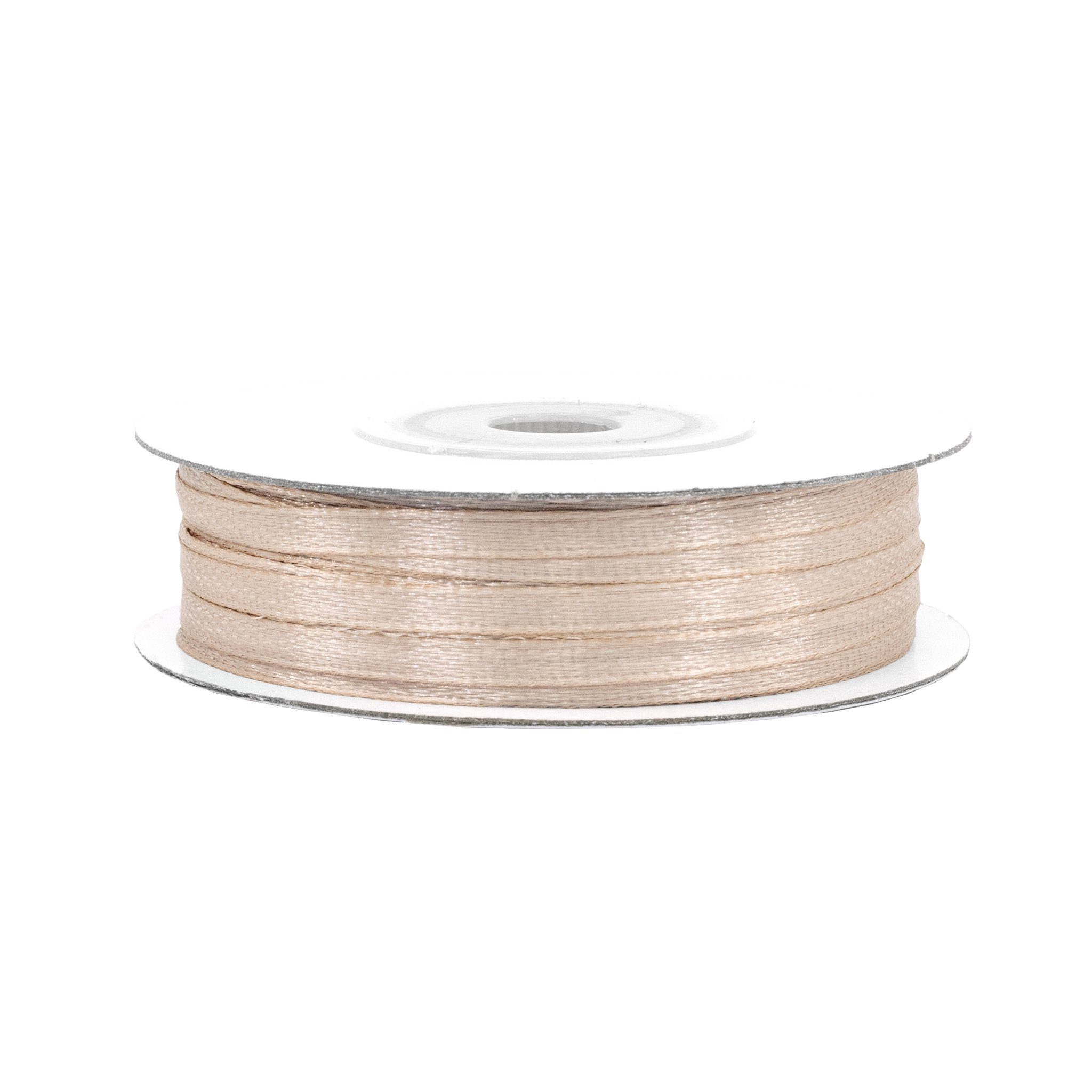 Creativery Satinband, Satinband 3mm x 50m Rolle Sand Beige