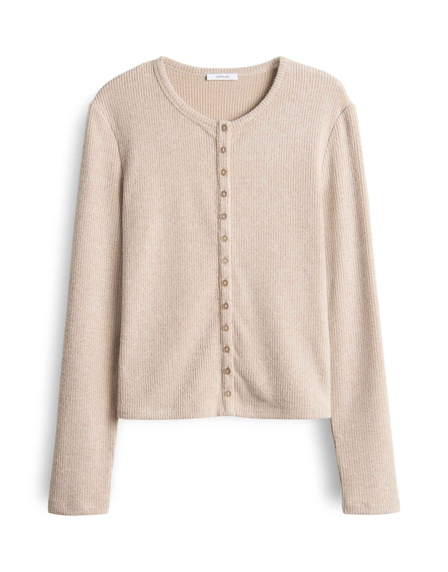 OPUS Longsleeve SALTUS Slim Button-up aus Rippjersey schmale Passform, weicher Griff, elastischer Stoff