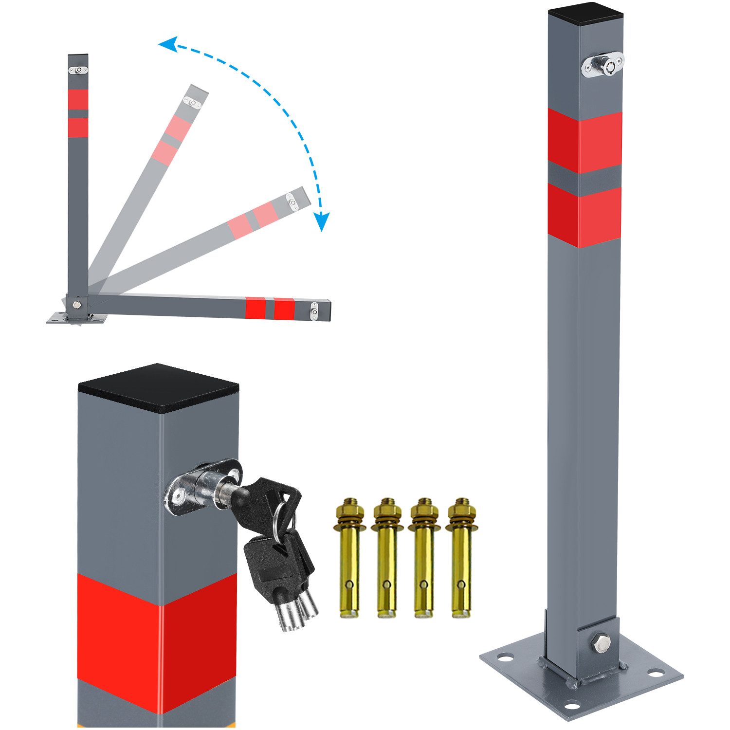 Clanmacy Ограничительные столбики Ограничительные столбики 66cm Parkplatzsperre Klappbar Feuerwehrpfosten (1-tlg)