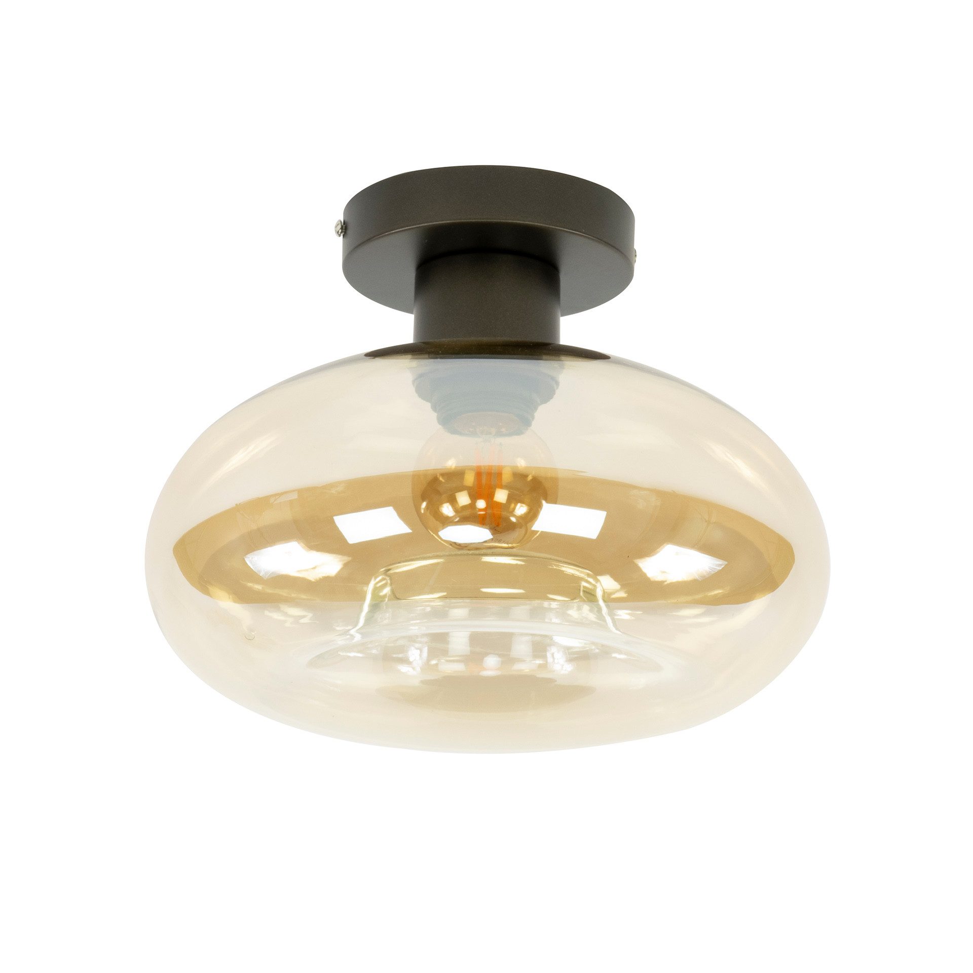 leven! Annekathrin Storkebaum Deckenleuchte Deckenlampe SOUL mit Glaskuppel LED Lampe Glas bernsteinfarben, Warmweiß