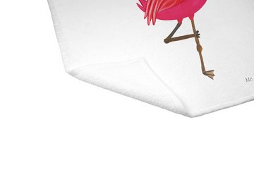 Mr. & Mrs. Panda Handtuch Flamingo Yoga - Weiß - Geschenk, Gästetuch, Kinder Handtuch, Yoga-Übu, (1-St), Kreative Sprüche