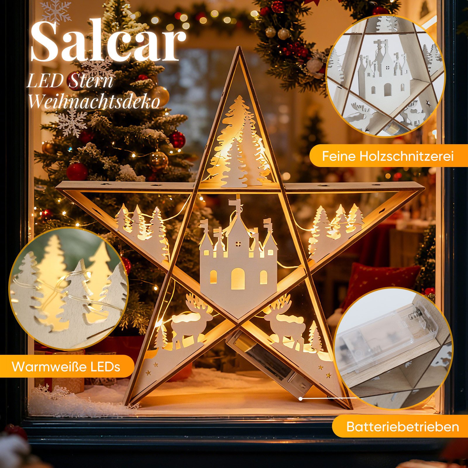 Salcar LED-Lichterkette LED Stern Weihnachten Deko günstig online kaufen