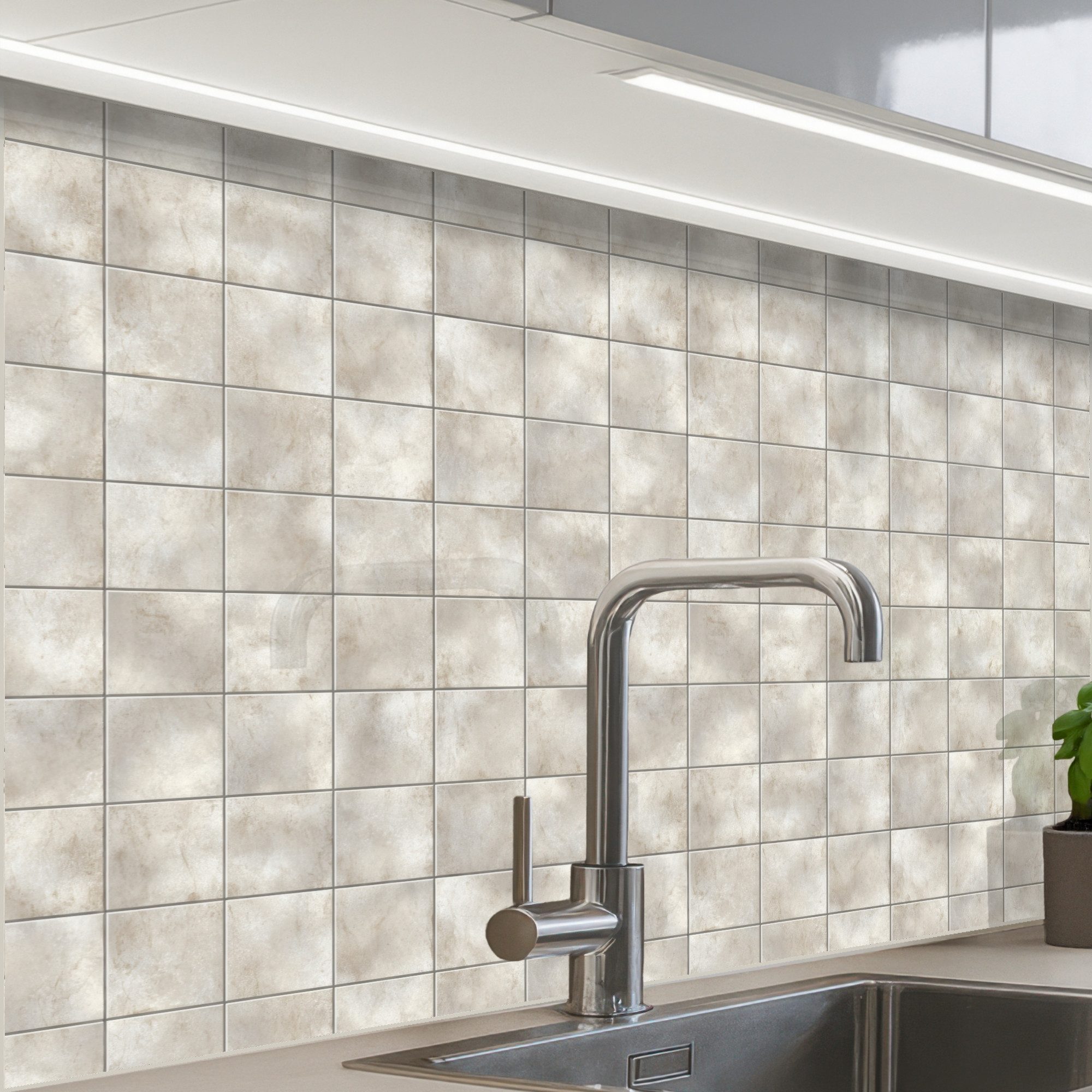 KitchenYeah Küchenrückwand Muster selbstklebend (keine Folie) Kacheln - Natürlich - Grau, (1-tlg), Spritzschutz, Küche, Rückwand, Küchenwand, Küchenfront, 30x20 cm