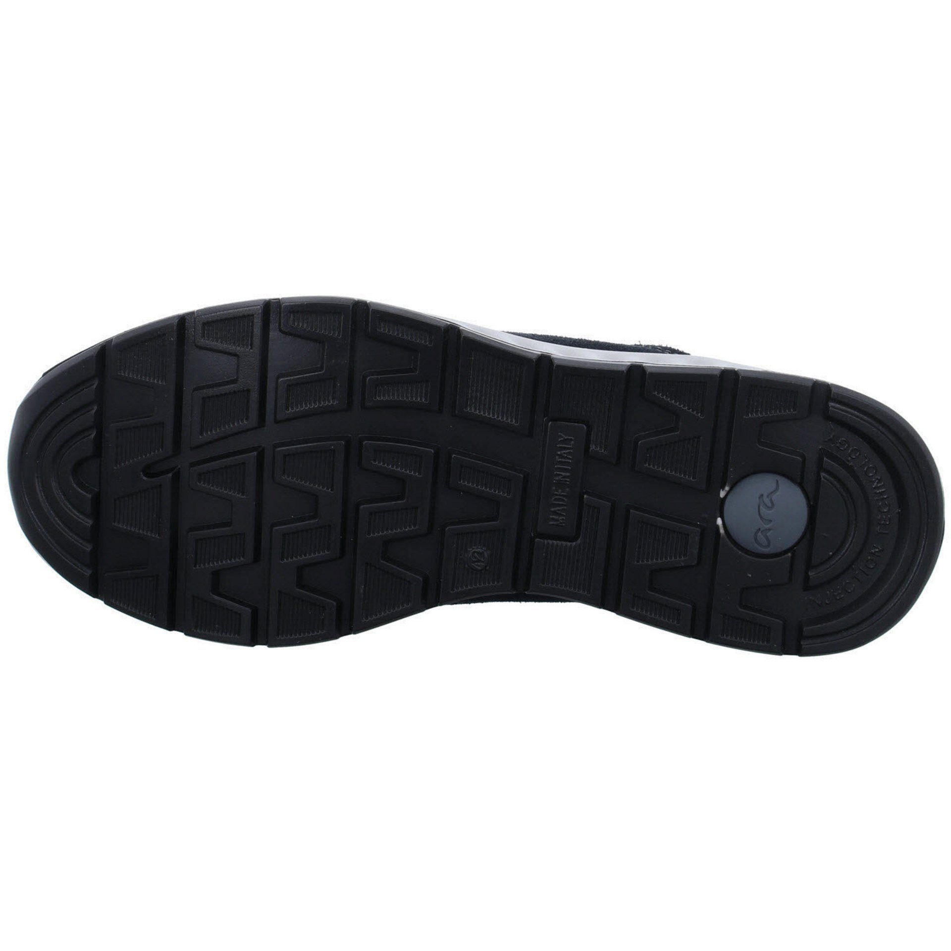 Ara Herren Sneaker Schuhe Paolo dunkel Lederkombination Schnürschuh Schnürschuh blau