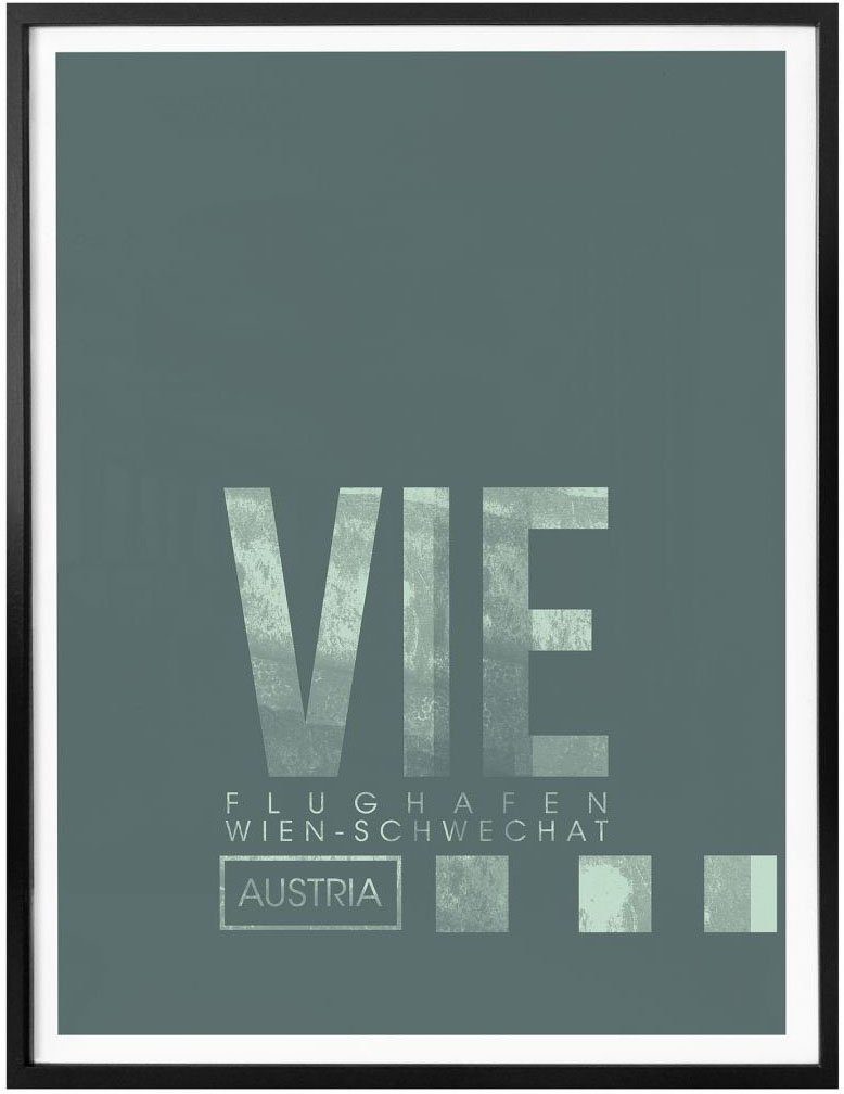 Wien, (1 Wandbild VIE Flughafen Poster Wandposter St), Wall-Art Bild, Flughafen Wandbild, Poster,