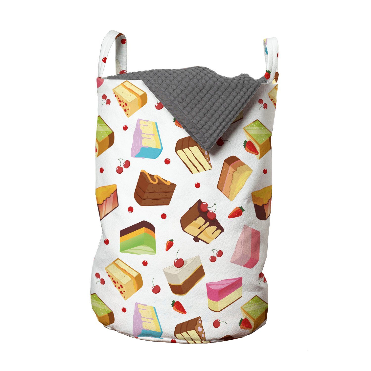 Abakuhaus Wäschesäckchen Wäschekorb mit Griffen Kordelzugverschluss für Waschsalons, Dessert Schmackhafte Bunte Kuchen-Scheiben