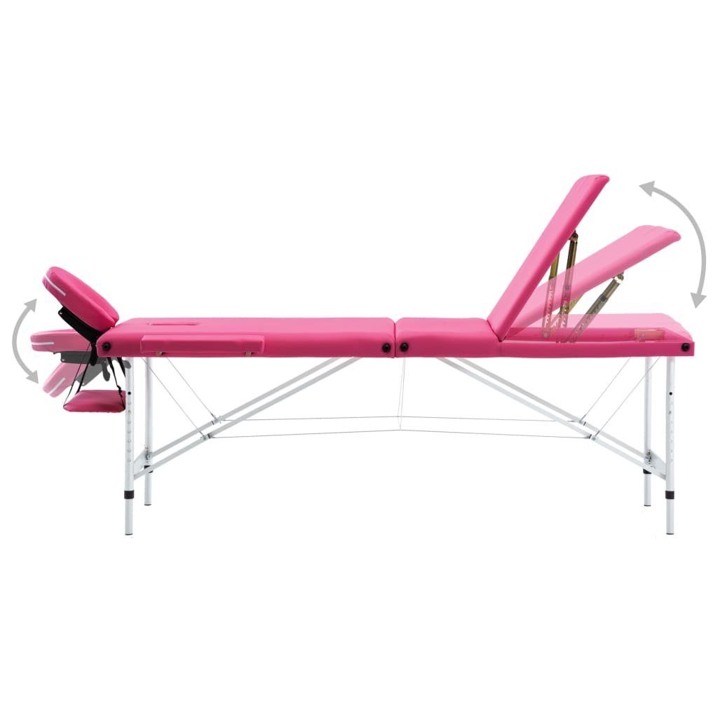 vidaXL Massageliege Massagetisch Klappbar 3 Zonen Aluminium Rosa