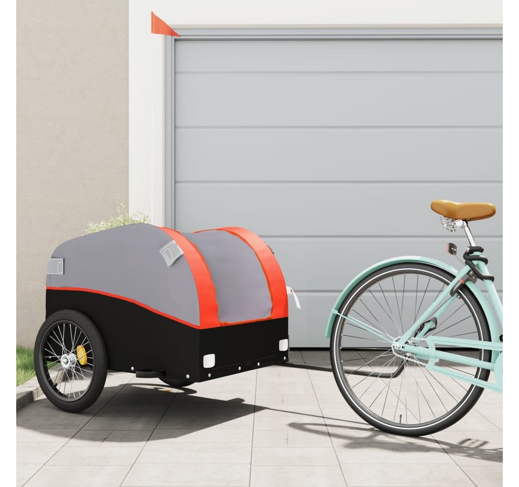Thumbnail - vidaXL Fahrradkinderanhänger, Fahrradanhänger Schwarz und Orange 45 kg Eisen