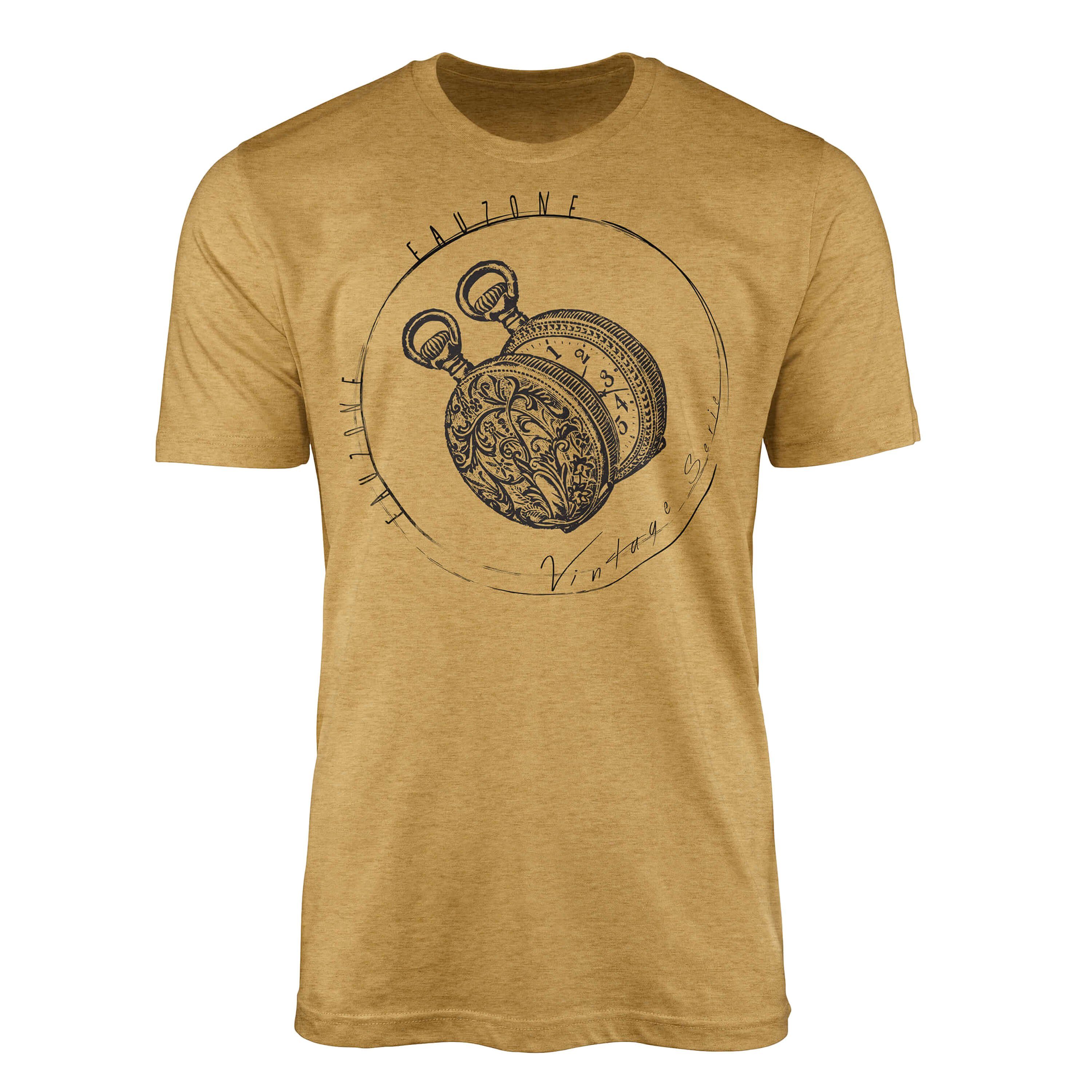 Sinus Art T-Shirt Vintage Herren T-Shirt Taschenuhr Antique Gold