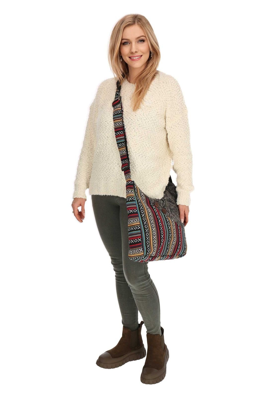 KUNST UND MAGIE Schultertasche Schultertasche Stonewashed Hippie Handtasche Schulterriemen bunt