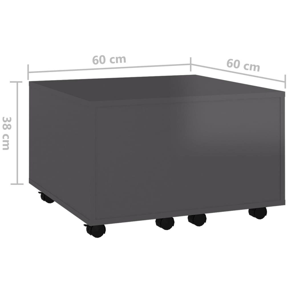 furnicato Couchtisch Hochglanz-Grau 60x60x38 Spanplatte cm