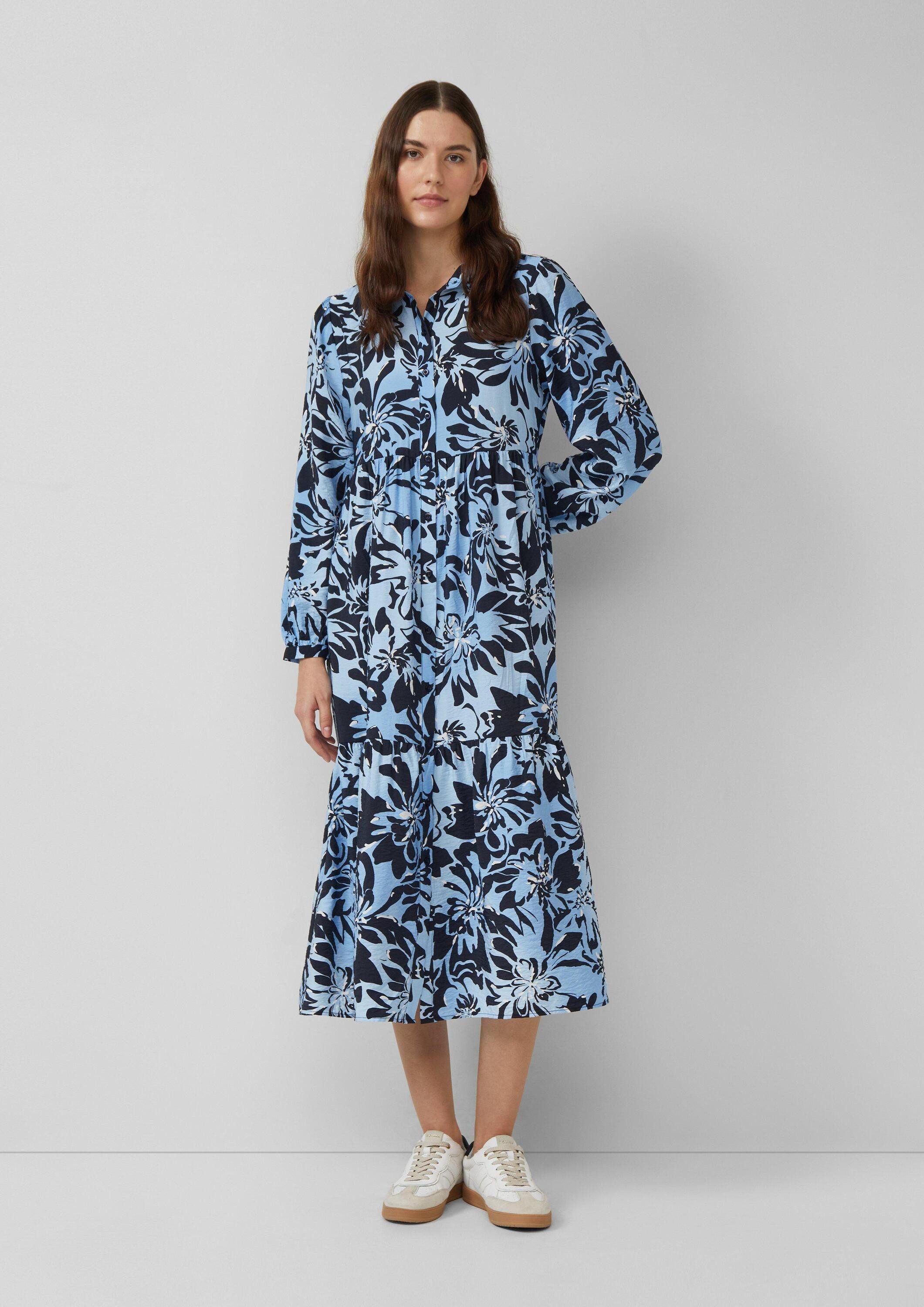 s.Oliver Midikleid Kleid Strukturiertes Viskosemix-Kleid im A-Shape mit Ein günstig online kaufen