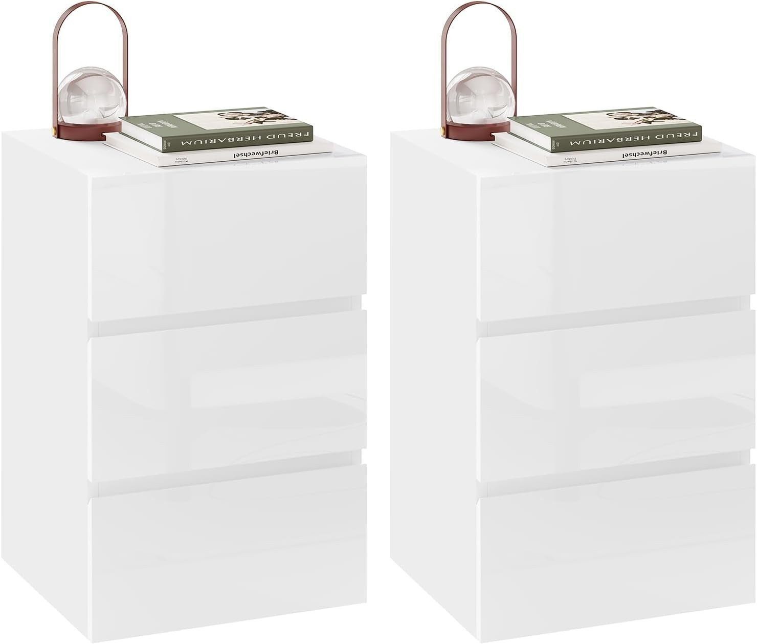 EUGAD Nachttisch (2-St), mit 3 Schubladen in Hochglanz,40x35x62cm günstig online kaufen